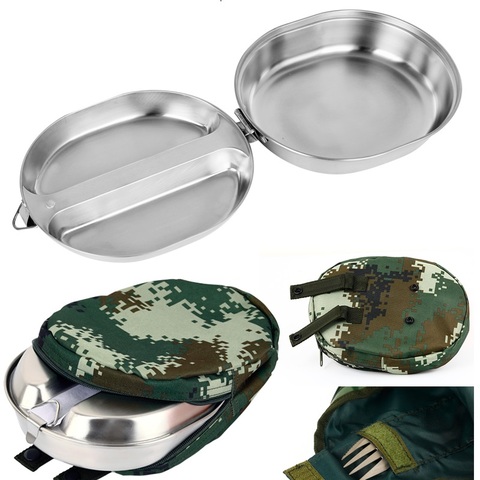 Outdoor bbq stainless steel lunch box U.S. military tableware canteen cup army surplus stainless steel canteens for sale ► Photo 1/6