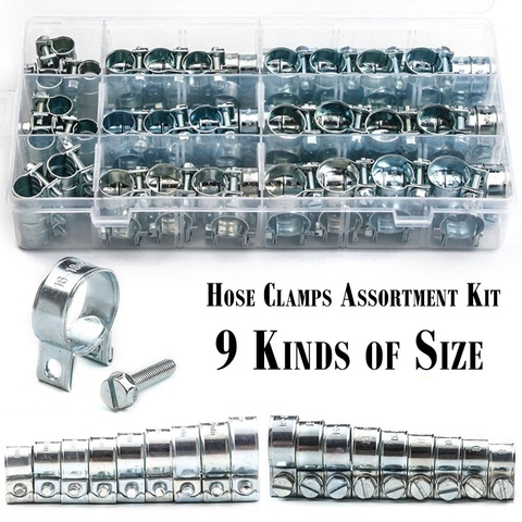 135Pcs Hose Clamp Double Ears Clamp 8-18mm Worm Drive Fuel Water Hose Pipe Clamps Clips Hose Fuel Clamps Assorted Kit ► Photo 1/6