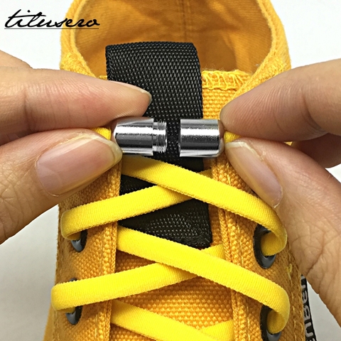 Third Version Elastic No Tie Shoelaces Metal Lock Shoe Laces For Kids Adult Sneakers Quick Shoelaces Semicircle Shoestrings F089 ► Photo 1/6