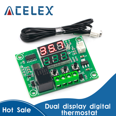 DC 12V W1219 Dual LED Digital Display Thermostat Thermometer Temperature Controller Regulator Switch Relay NTC Sensor Module ► Photo 1/6