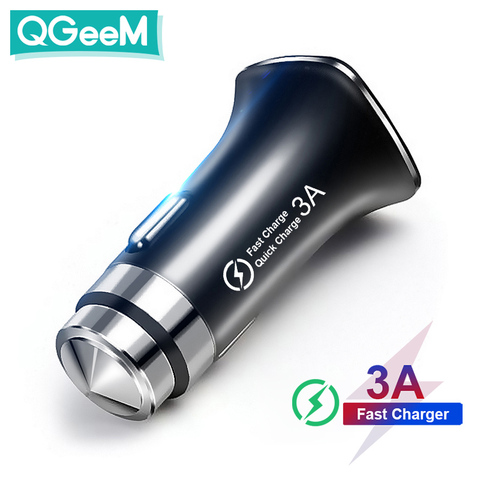 QGEEM QC 3.0 USB Car Charger Safety Hammer Quick Charge 3.0 Car Fast Charger Phone Charging Adapter for iPhone Xiaomi Mi 9 Redmi ► Photo 1/6