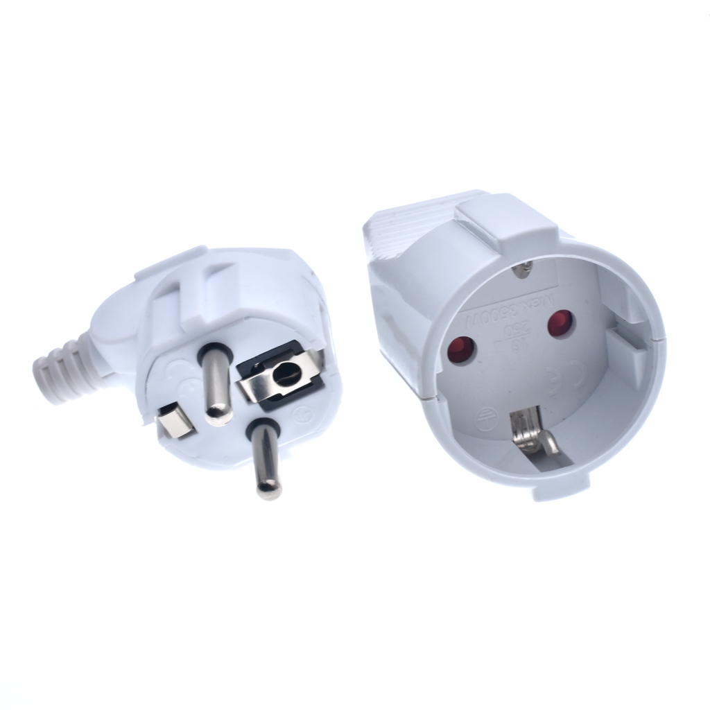 EU Russian Male Female Electronic Connector AC Power Connector Plug with  Socket Power Cord Convertor Rewire Plug Adapter 2.5A