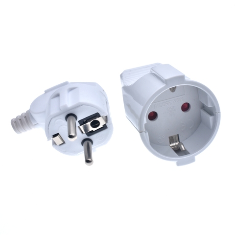 White 250v 16a french Russia Korea German EU Schuko Plug power cord wired cable Socket Male Female Assembly Receptacle connector ► Photo 1/6