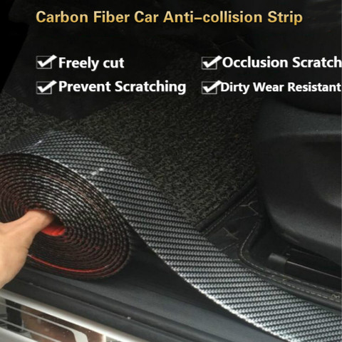 Carbon Fiber Rubber Car Styling Moulding Strip Soft Black Trim Bumper Strip DIY Door Sill Protector Edge Guard Car Stickers ► Photo 1/6
