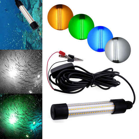 LED Underwater Light Lamp 12V 1200LM Waterproof For Submersible Night Fishing Boat Outdoor Lighting White Warm Green Blue Lights ► Photo 1/6