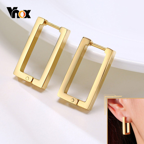 Vnox Minimalist Square Hoop Earrings for Women,Gold Color Stainless Steel Rectangle Ear Jewelry, Chic Simple Geometric Jewelry ► Photo 1/1