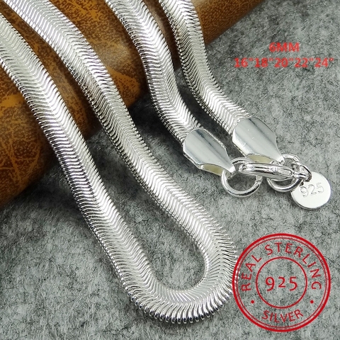 1 Piece Free Shipping 16-24Inch Nice 925 Sterling Silver Smooth Snake Man Necklace Chain With Lobster Clasps Set Jewelry ► Photo 1/4