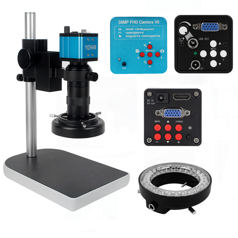 38MP VGA HDMI USB Digital Microscope For Electronics Soldering Electron Microscope 130x Lens LED Light Microscope Camera Full HD ► Photo 1/6