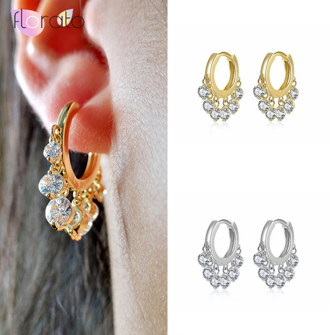 European and American Fashion Zircon Tassel Earrings for Women 925 Sterling Silver Small Hoop Earrings Jewelry ► Photo 1/5