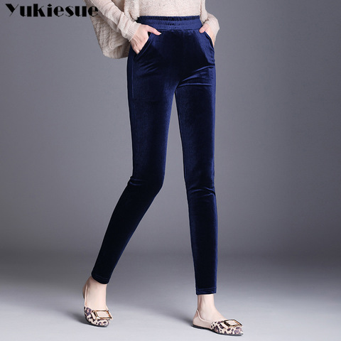 Winter Trousers Women Cashmere 2022 Stretch High Waisted Plus Size Formal Thick Skinny Warm Velvet Pants For Women Bottoms ► Photo 1/6