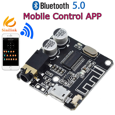 Sinilink WIFI Mobile Control APP Bluetooth 5.0 Audio Receiver board mp3 lossless decoder board Wireless Stereo Music Module ► Photo 1/6