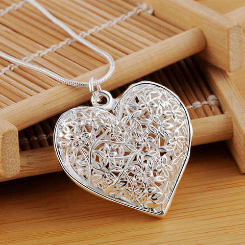 Wholesale different Free shipping fashion silver color jewelry elegant charms retro exquisite heart pendant necklace women , ► Photo 1/6