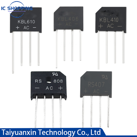 5PCS Rectifier Bridge 2A 4A 5A 6A 8A RS207 RS406L RS407 RS507 RS606 RS608 RS808 KBL406 KBL410 KBL608 KBL610 600V 700V 800V 1000V ► Photo 1/3