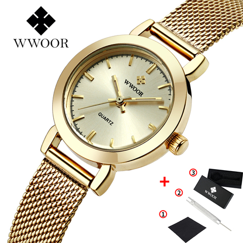 WWOOR Ladies Watches 2022 Luxury Brand Stainless Steel Mesh Band Dress Watch Women Fashion Small Wrist Watch Women relojes mujer ► Photo 1/6