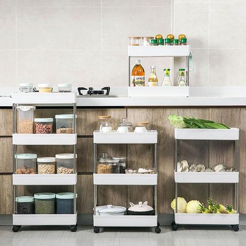 2/3/4 Tiers Removable Gap Storage Shelf Kitchen Trolley Living Room Bathroom Multi-layer Storage Rack With Wheels ► Photo 1/6