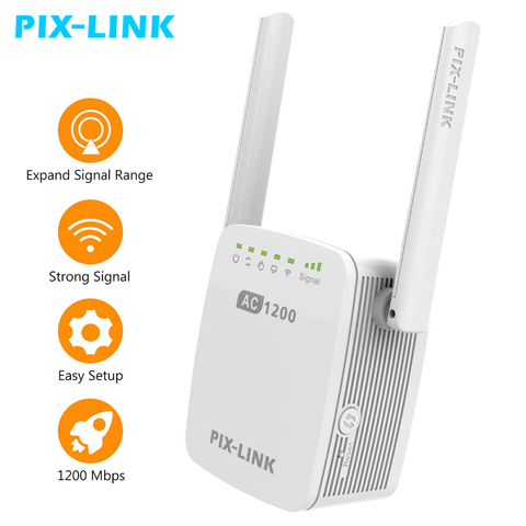 1200Mbps PIXLINK 2.4/5G Router WiFi Range Extender Wireless Repeater WiFi Extender Internet Signal Booster Antennas Full Cover ► Photo 1/6