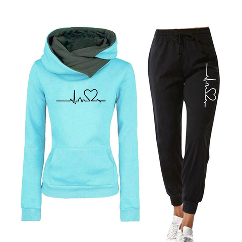 Women Tracksuit Pullovers Hoodies and Black Pants Autumn Winter Suit Female Solid Color Casual Full Length Trousers Outfits 2022 ► Photo 1/6