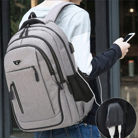 Large Capacity Backpack Men Laptop 15.6 Oxford Black Solid High School Bags Teen College Student Back Pack Multifunctional Bagpa ► Photo 1/6