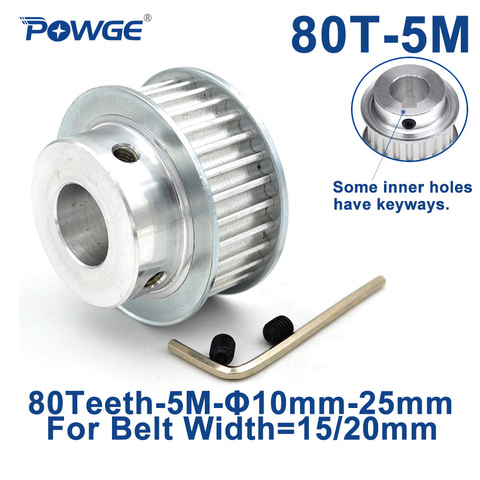 POWGE Arc 80 Teeth HTD5M Synchronous Pulley Bore 12/14/15/16/18/19/20/22/25mm for Width 15/20mm HTD 5M Timing Belt 80Teeth 80T ► Photo 1/6