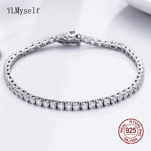 Classic 7 Inch Tennis Bracelets Real 925 Silver Jewelry 2mm 3mm 4mm 5A Zironia Eternal Wedding Luxury Sterling Silver Bracelet ► Photo 1/6