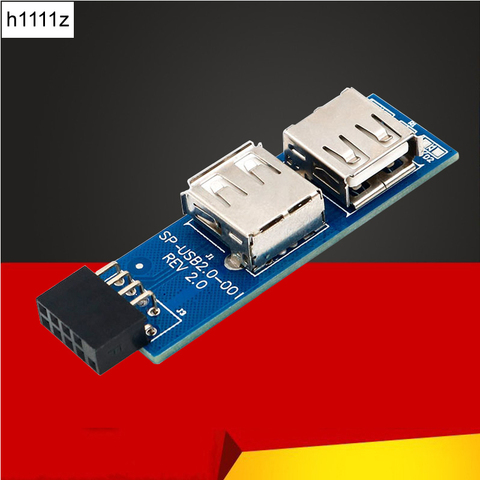 USB HUB 9Pin PC Host Internal Motherboard USB 2.0 Hub 9Pin to 2 Port USB A Female Splitter Converter PCB Board Extender Card NEW ► Photo 1/6