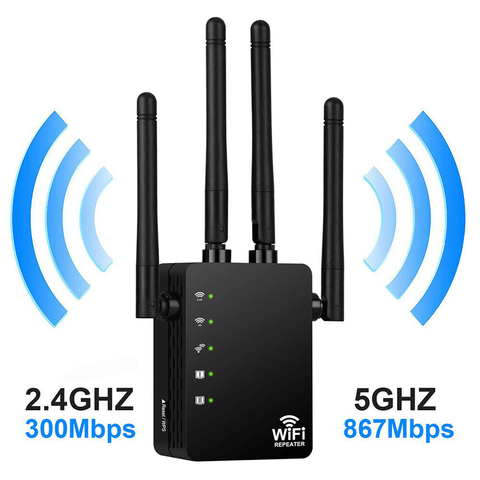 Wireless Wifi Repeater Router 300/1200Mbps Dual-Band 2.4/5G 4Antenna Wi-Fi Range Extender Wi Fi Routers Home Network Supplies ► Photo 1/6