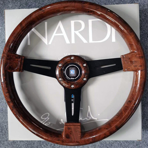 Universal 14 inch ND Wood grain Auto Racing Steering wheels +Shift Knob Deep Corn Drifting Sport Steering Wheel With Logo ► Photo 1/4