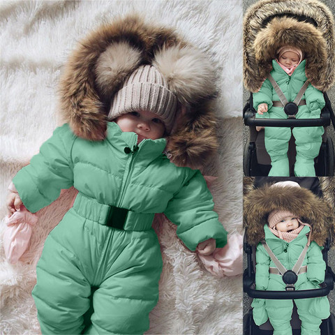 Baby Down jacket romper Boy Girl snow wear Jacket Hooded Jumpsuit Warm Thick Coat Outfit winter clothes vetement fille hiver ► Photo 1/6