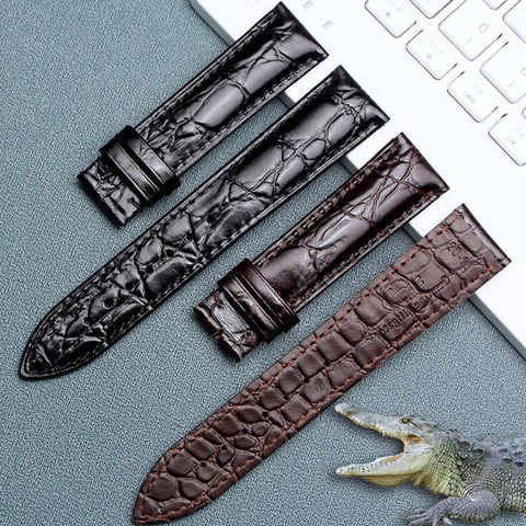 Genuine Crocodile Leather Watchband 14mm 16mm 18mm 19mm 20mm 21mm 22mm Watches Strap And Butterfly Buckle Watch Band ► Photo 1/6