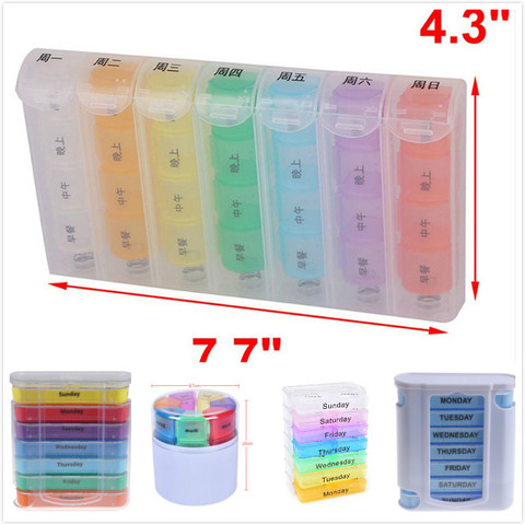 5Styles 7 Day Week Pill Box Organizer Tablet Holder Medicine Tablet Drug Holder Storage Box Pillbox Case Organizer Container Kit ► Photo 1/6