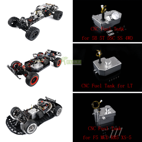 Aluminum Alloy CNC Leakproof Fuel Tank Assembly Set for 1/5 HPI ROVAN ROFUN KM BAJA LT V5 LOSI F5 RF5 MCD RR5 XS-5 Rc Car Parts ► Photo 1/6