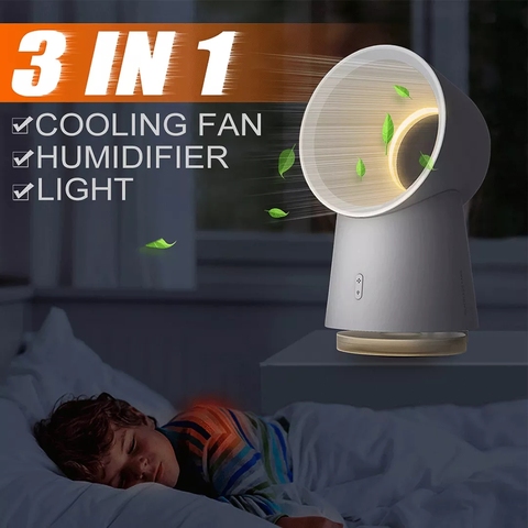 Newest Youpin HL 3 in 1 Mini Cooling Fan Bladeless Desktop Fan Mist Humidifier With LED Light White 3 Speed Adjustable ► Photo 1/6