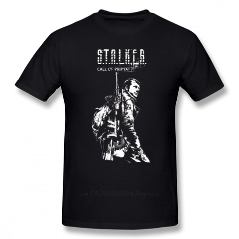 Stalker Game T Shirt Stalker COP White T-Shirt 100% Cotton Male Tee Shirt Print Casual Short-Sleeve Plus size Awesome Tshirt ► Photo 1/6