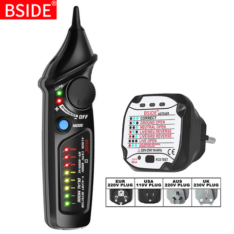 BSIDE Circuit Safety Checkup Kit AVD06 Voltage Detector And Socket Tester RCD GFCI Test NCV Continuity Neutral Live wire check ► Photo 1/6