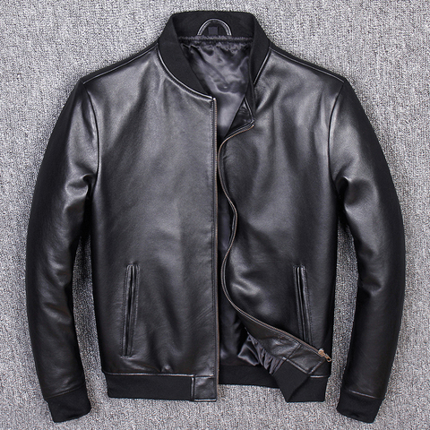Free shipping.Brand classic man genuine leather coat,soft sheepskin jacket.leather jacket.plus size sales,casual bomber flight ► Photo 1/4