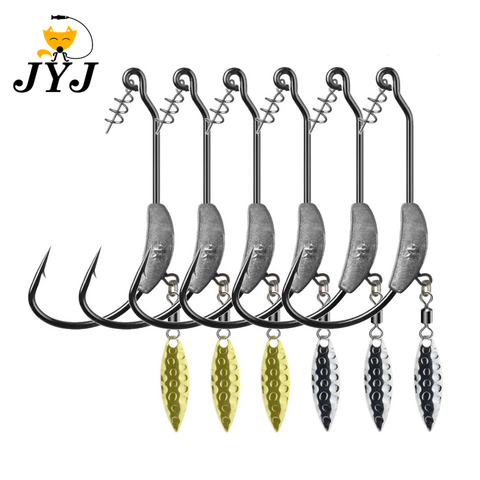 JYJ 3PCS/Lot 5.4g 5.5g 7.2g lead jig head fish hook jig Hooks for soft fishing bait of carbon steel hooks with rattle spoon ► Photo 1/6
