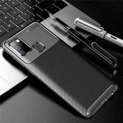 Carbon Fiber Case For Samsung Galaxy A21S Case M31S M01 A31 A41 A42 M21 M31 M30S Cover Soft Phone Bumper For Samsung A21S Funda ► Photo 1/6