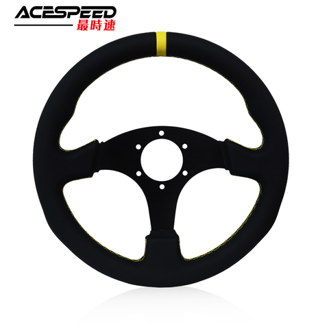 Auto Universal 13inch 330mm Racing Flat Steering Wheel Suede Leather Simulated Game Karting ► Photo 1/6