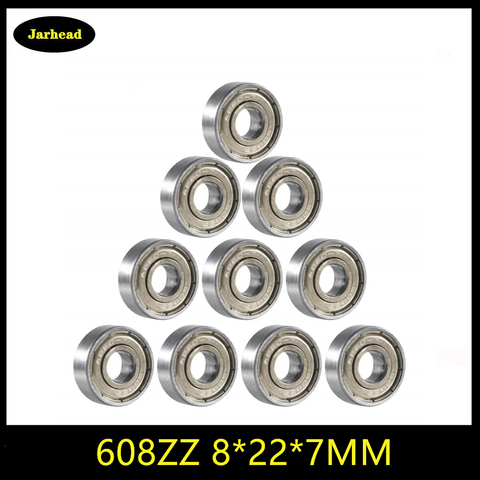 10pcs Deep Groove Ball Bearing 8*22*7 8x22x7 MM 608 ZZ Double Shielded Miniature High-carbon Steel Single Row 608ZZ ABEC-5 ► Photo 1/6