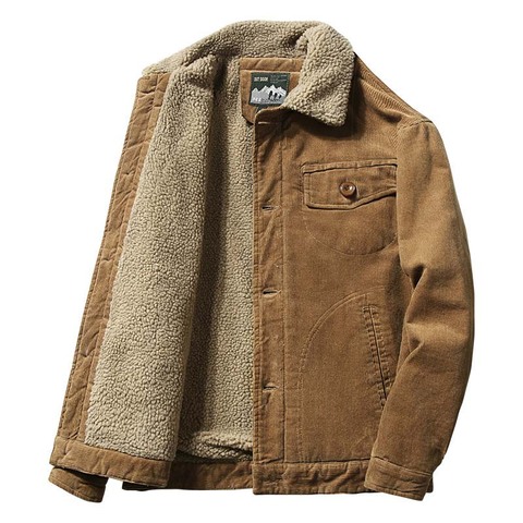 Mcikkny Men Warm Corduroy Jackets And Coats Fur Collar Winter Casual Jacket Outwear Male Thermal ► Photo 1/4