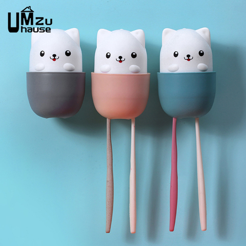 Cute Tooth Glass with Toothbrush Holder Stand Cartoon Dog Teeth Washing Mug Set Mouthwash Brush Cup Home Bathroom Organization ► Photo 1/6