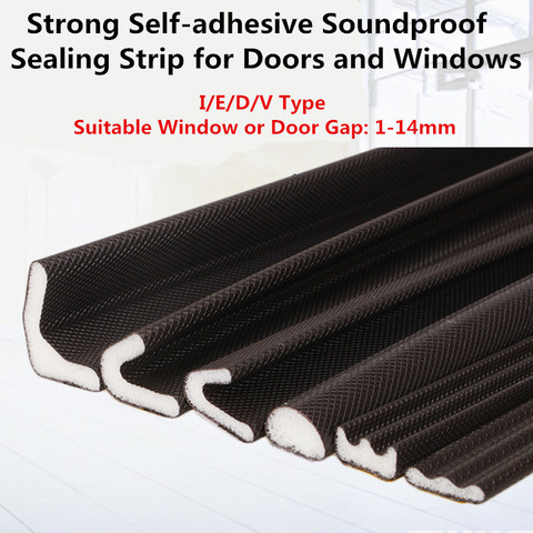I/E/D/V Type Pu Foam Sound Proof Door Strip Strong Self-adhesive Weather Stripping Window Sealing strip Anti-collision Windproof ► Photo 1/1