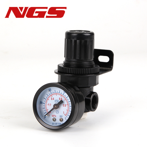 NAR-200-RNKG G1/4 Pneumatic Pressure Regulating Valve Reducing R07 Regulator With Gauge and Bracket Zinc Alloy NAR200 ► Photo 1/6