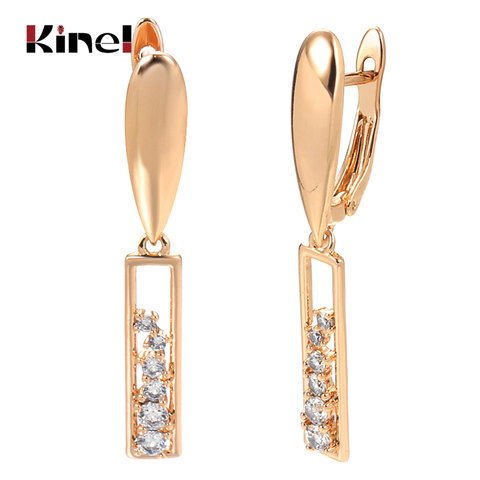 Kinel 2022 Trend Long Earrings 585 Rose Gold Micro Wax Inlay Natural Zircon Drop Earrings For Women Vintage Jewelry ► Photo 1/6