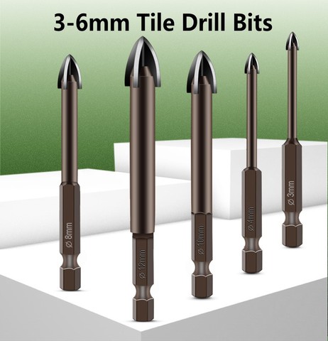 Cross Hex Tile Bits Glass Ceramic Concrete Hole Opener Alloy Triangle Drill Size 3/4/5/6 mm drill bits Glass Bits ► Photo 1/6