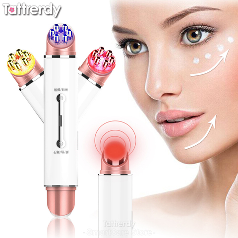 face lifting machine 3 color red led light therapy EMS radio frequency  wrinkle removal machine eye massager skin care device ► Photo 1/6