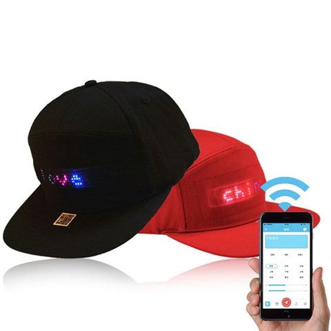 Unisex Bluetooth LED Mobile Phone APP Controlled Baseball Hat Scroll Message Display Board Hip Hop Street Snapback Cap ► Photo 1/6