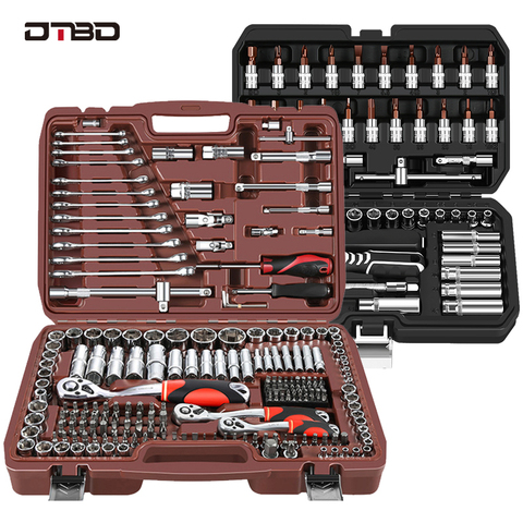 DTBD Socket Set Universal Car Repair Tool Ratchet Set Torque Wrench Combination Bit A Set Of Keys Multifunction DIY Tools ► Photo 1/5