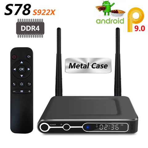 S78 Amlogic S922X Smart Android 9.0 TV Box Metal Case 4GB DDR4 32GB 64GB ROM 1000M LAN 2.4G 5G WiFi Bluetooth 4K HD Set Top Box ► Photo 1/6