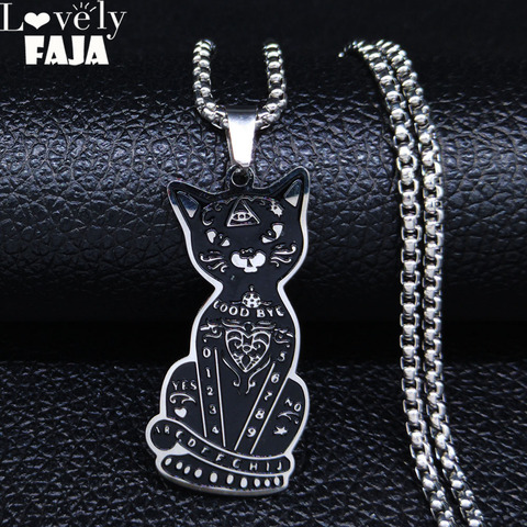 AFAWA 2022 Witchcraft Pentagram Black Color Cat Stainless Steel Necklaces & Pendants Men/Women for Women Jewelry joyas N3314S02 ► Photo 1/6